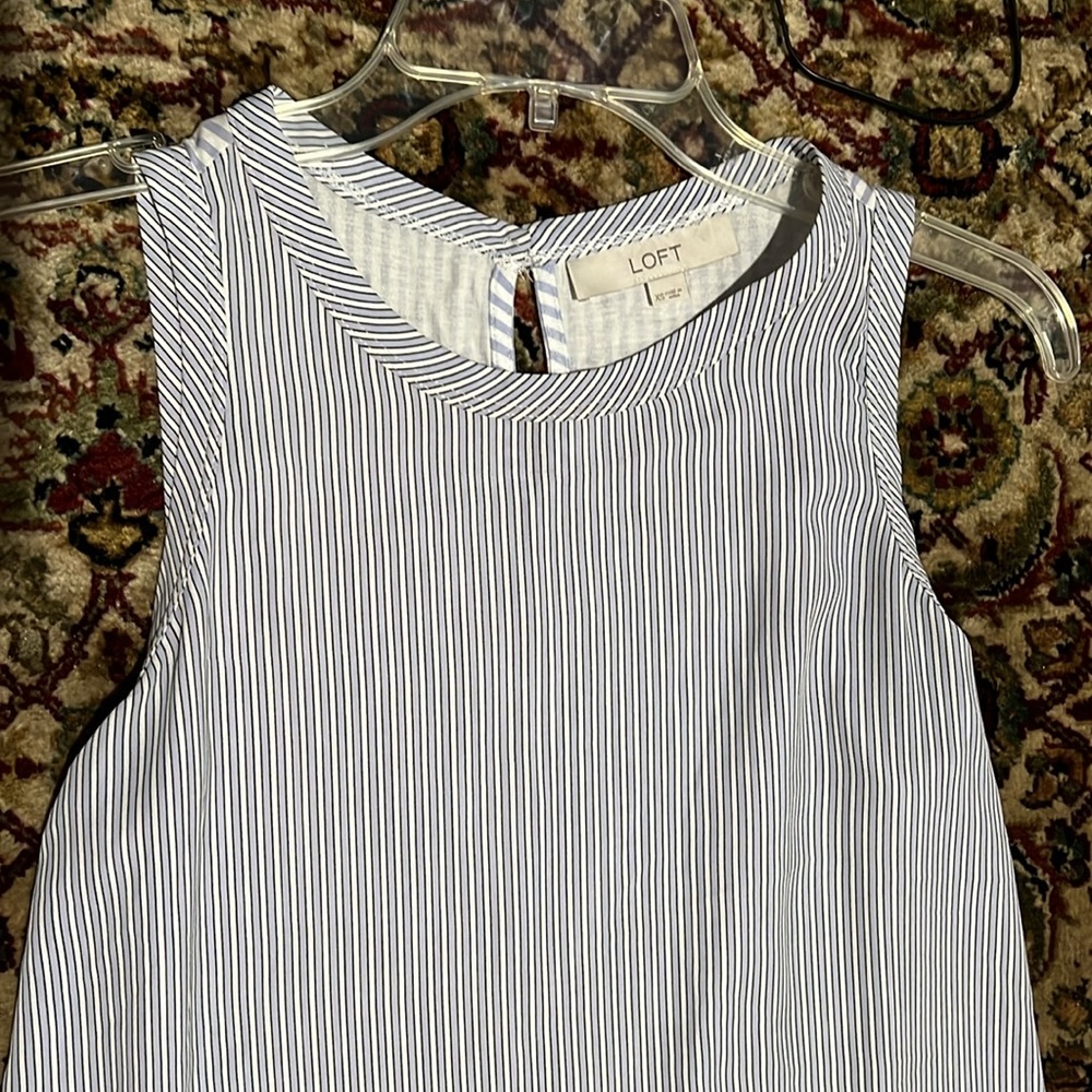LOFT Blue and White Striped Tank Tunic Top Size XS
